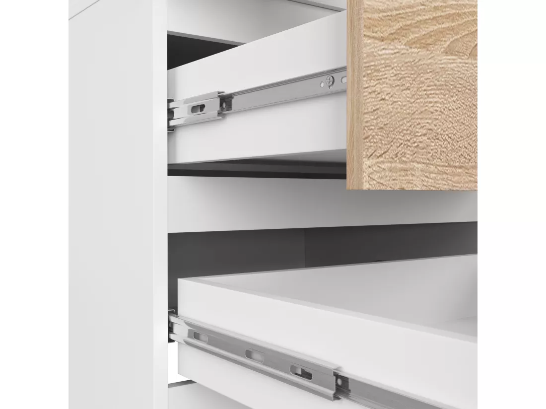 Armoire AKORD S60 Blanche 60 cm 2 portes 2 tiroirs façade Chêne Sonoma 1 étagère 60x51x180 cm