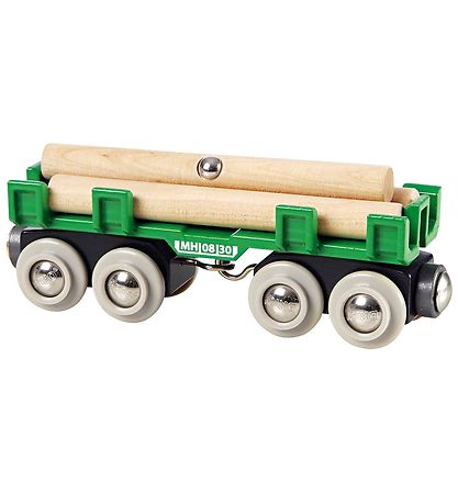 BRIO WoRød Togvogn m. T?mmer -  Grøn 33696