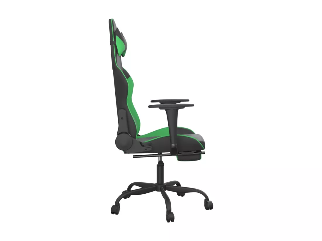 Chaise de jeu de massage et repose-pied Noir et vert Similicuir