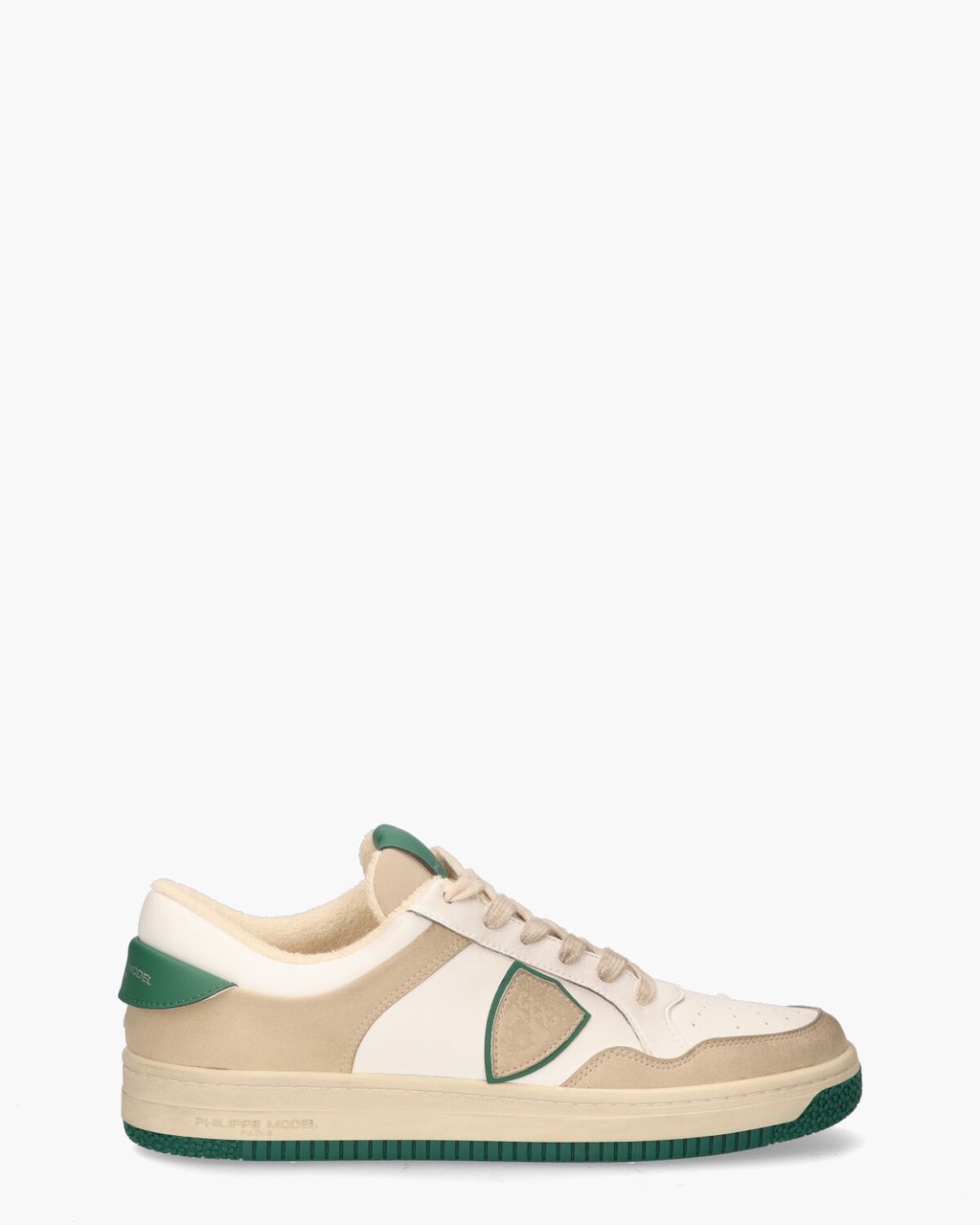 Philippe Model Lyon Recycle Mixage Wit/Beige/Groen Herensneakers