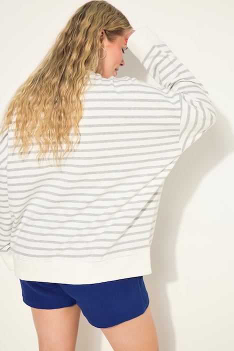 Sweatshirt, very oversized, Ringel, Statement, Rundhals, Langarm