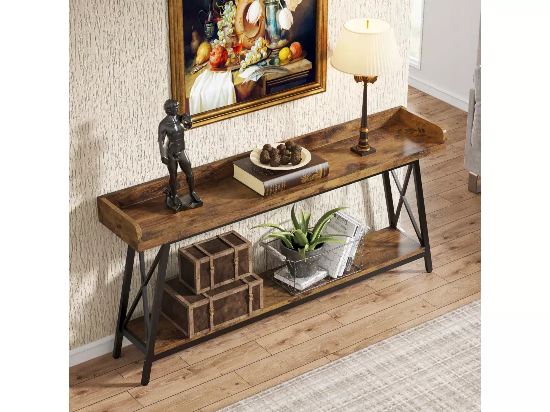 Tribesigns Table Console Derrière Le Canapé 180 cm Extra Longue, Table de Canapé Industrielle Rustique pour Salon, Table de Bar Longue pour Couloir d'Entrée étroite