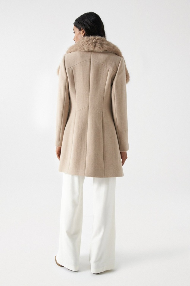Salsa Wolljacke »Salsa Jeans Wollmantel Wool Coat With Fur Collar«