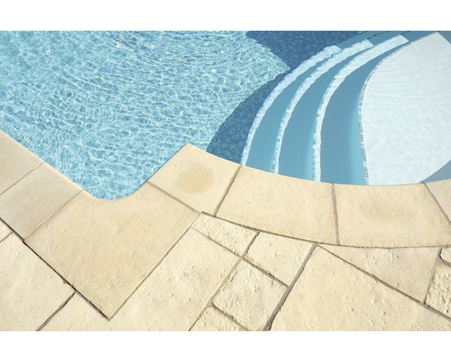 Zwembadrand, Bergerac Romeinse treden links Champagne 35 x 35 x 3,2 cm