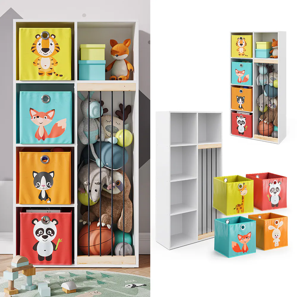 Vicco Kinderregal Kuscheltierbox Aufbewahrung Marvin Bücherregal Weiß Faltbox