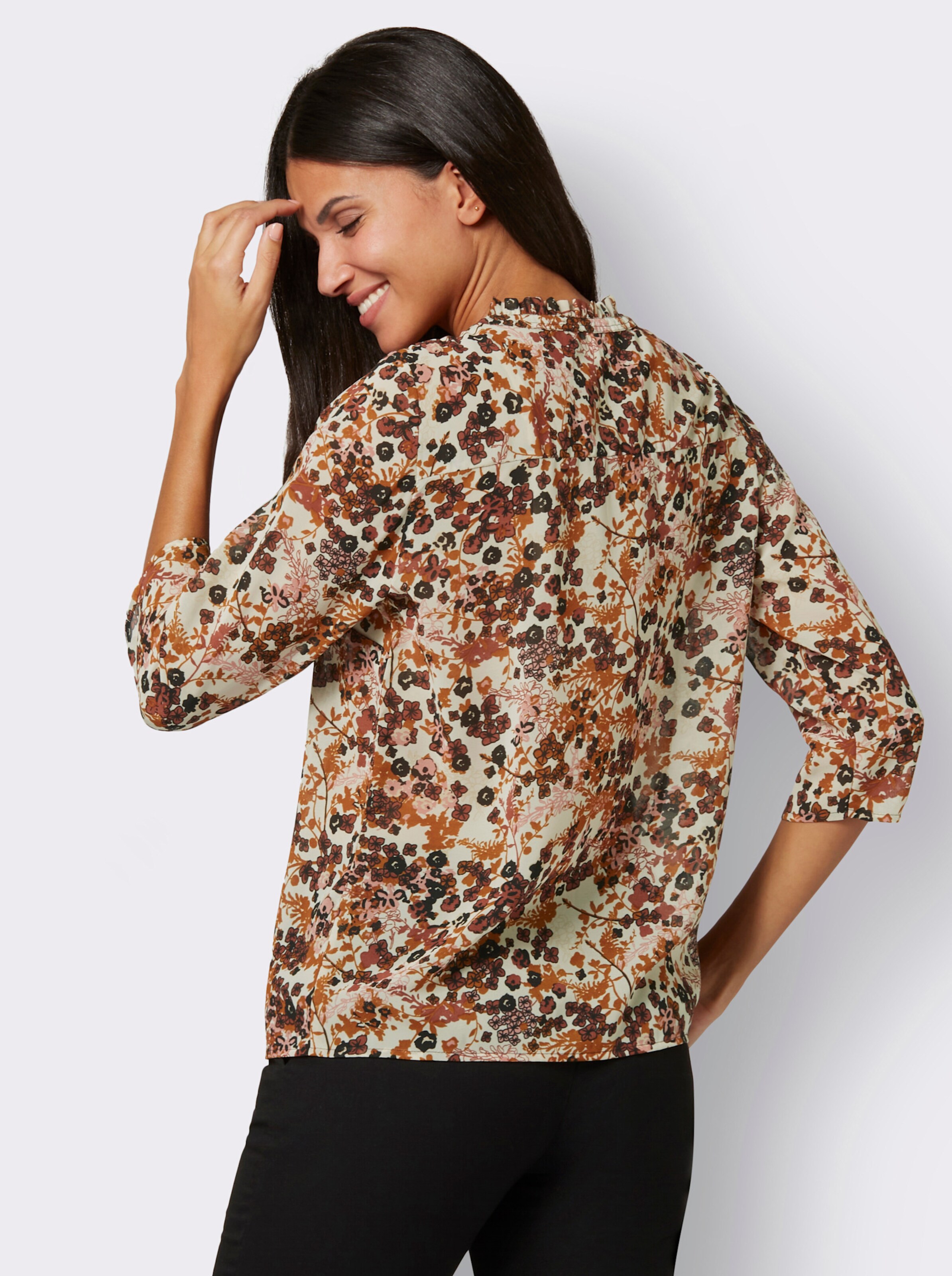 Schlupfbluse mit Blüten-Druck