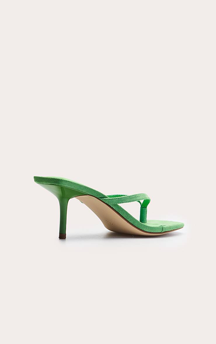 Vert Mules À Talon Mi-haut En Synthétique Avec Bride Tong Et Bout Carré