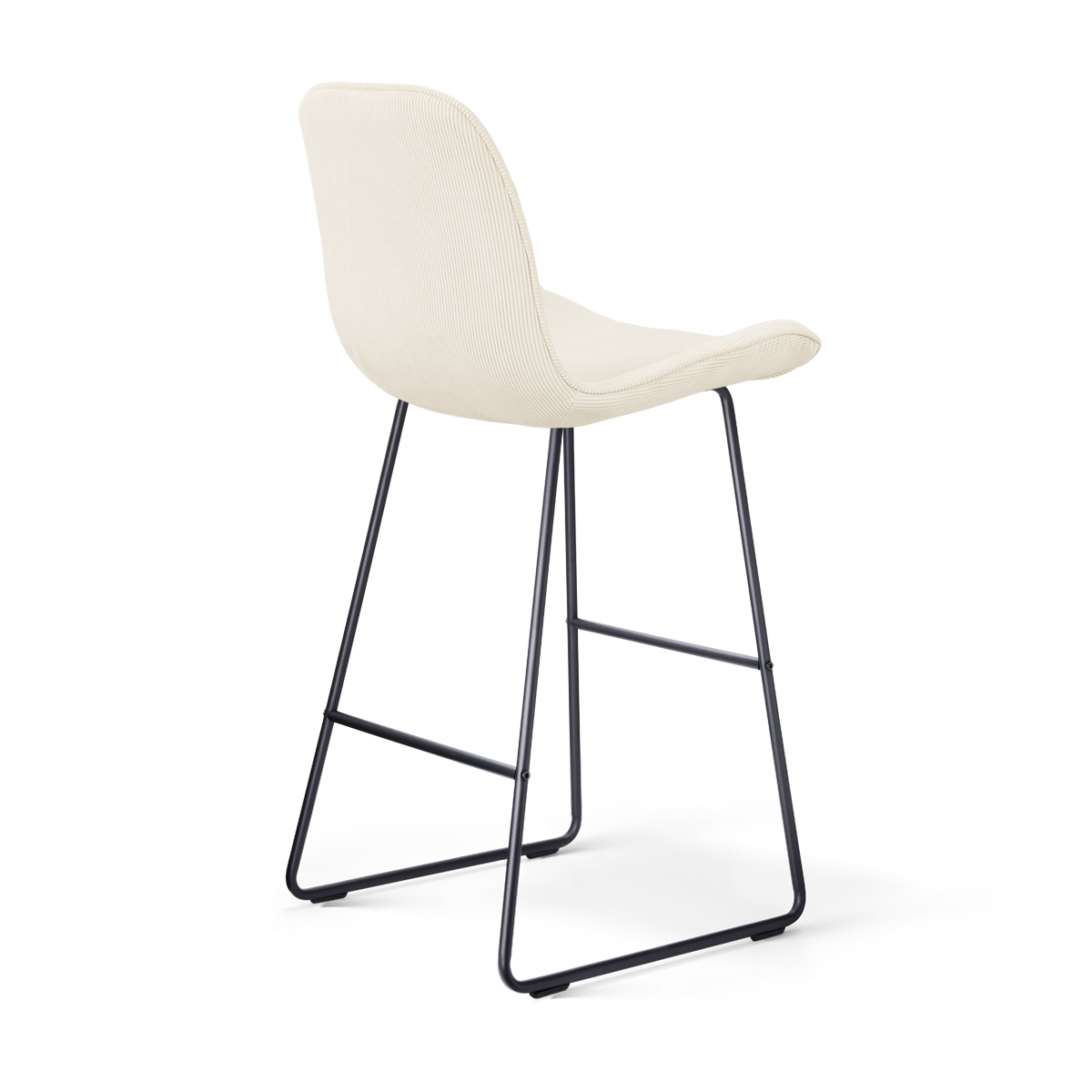 Barkruk Nino-Fé zwart onderstel rib beige 75 cm