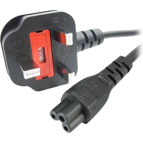 StarTech.com Cordon d'alimentation en trèfle pour GB BS1363 vers C5 pour ordinateur portable M/F - Noir