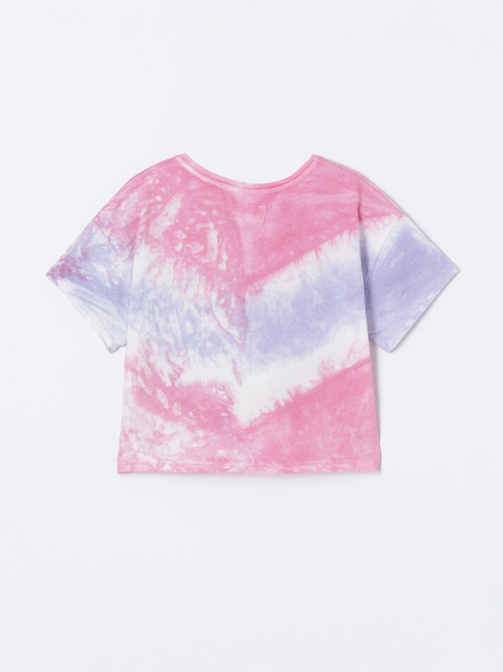 Camiseta tie-dye com nó - Malva pastel