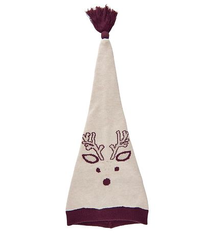Minymo Weihnachtemütze - Strick - Pixie - Beige Melange m. Renti
