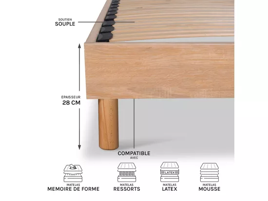 Sommier à lattes en KIT- Bois - Couleur naturelle 160x200 CM