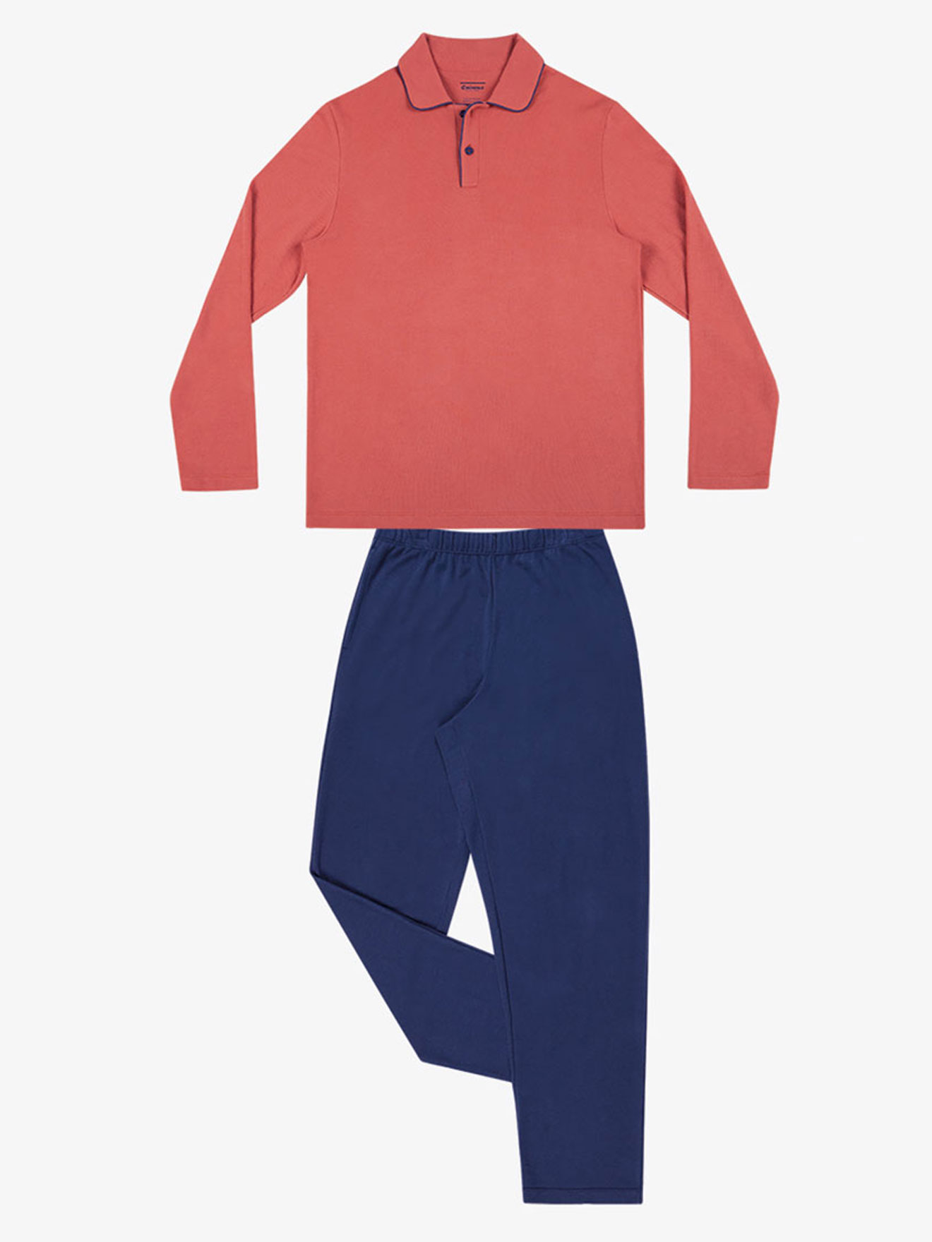 Pyjama long col T homme Coton Modal