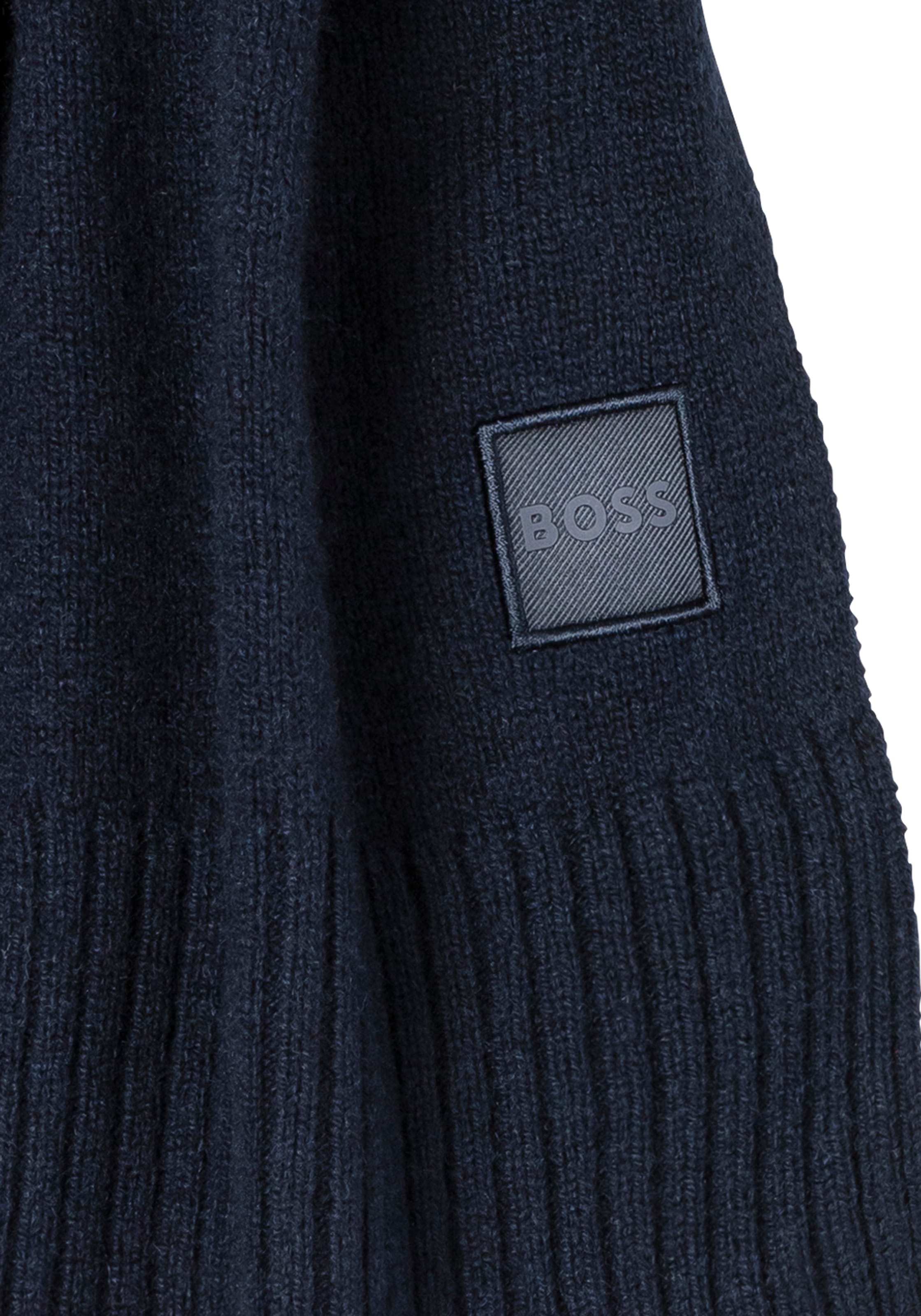 BOSS ORANGE Strickschal »Akaio_R_Scarf«, 50% Wolle Winterschal Wollschal Herbst Premium Mode
