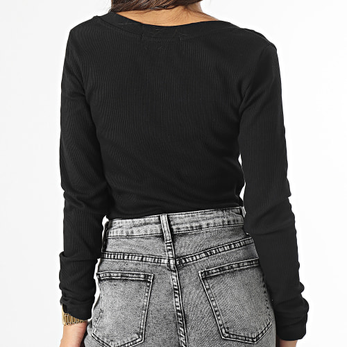 Tee Shirt Manches Longues Col V Femme 2023 Noir