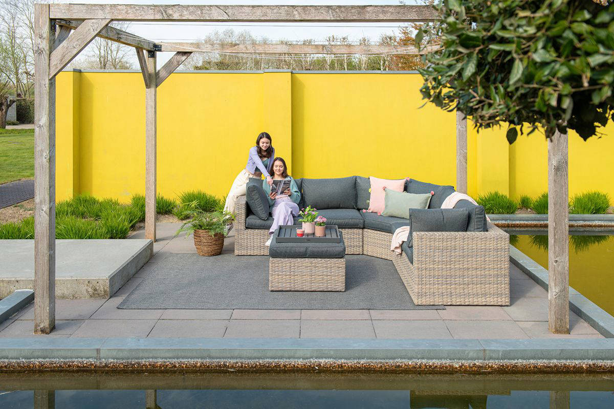Garden Impressions Garden Impressions Menorca lounge set Lshape vintage willowblack