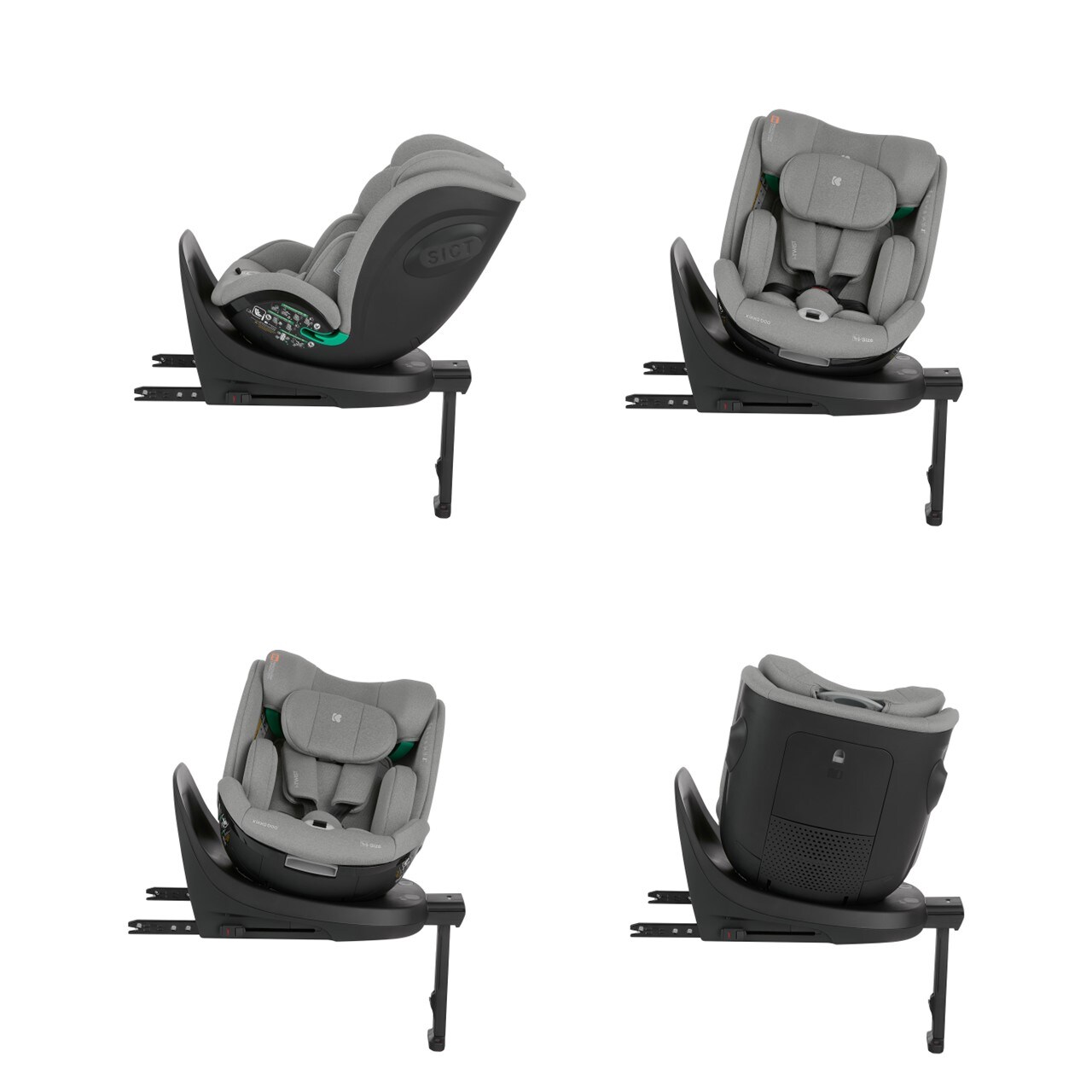 Kikkaboo Kindersitz i-Twist i-Size (40-150 cm) Gruppe 0+/1/2/3 Stützbein Isofix hellgrau
