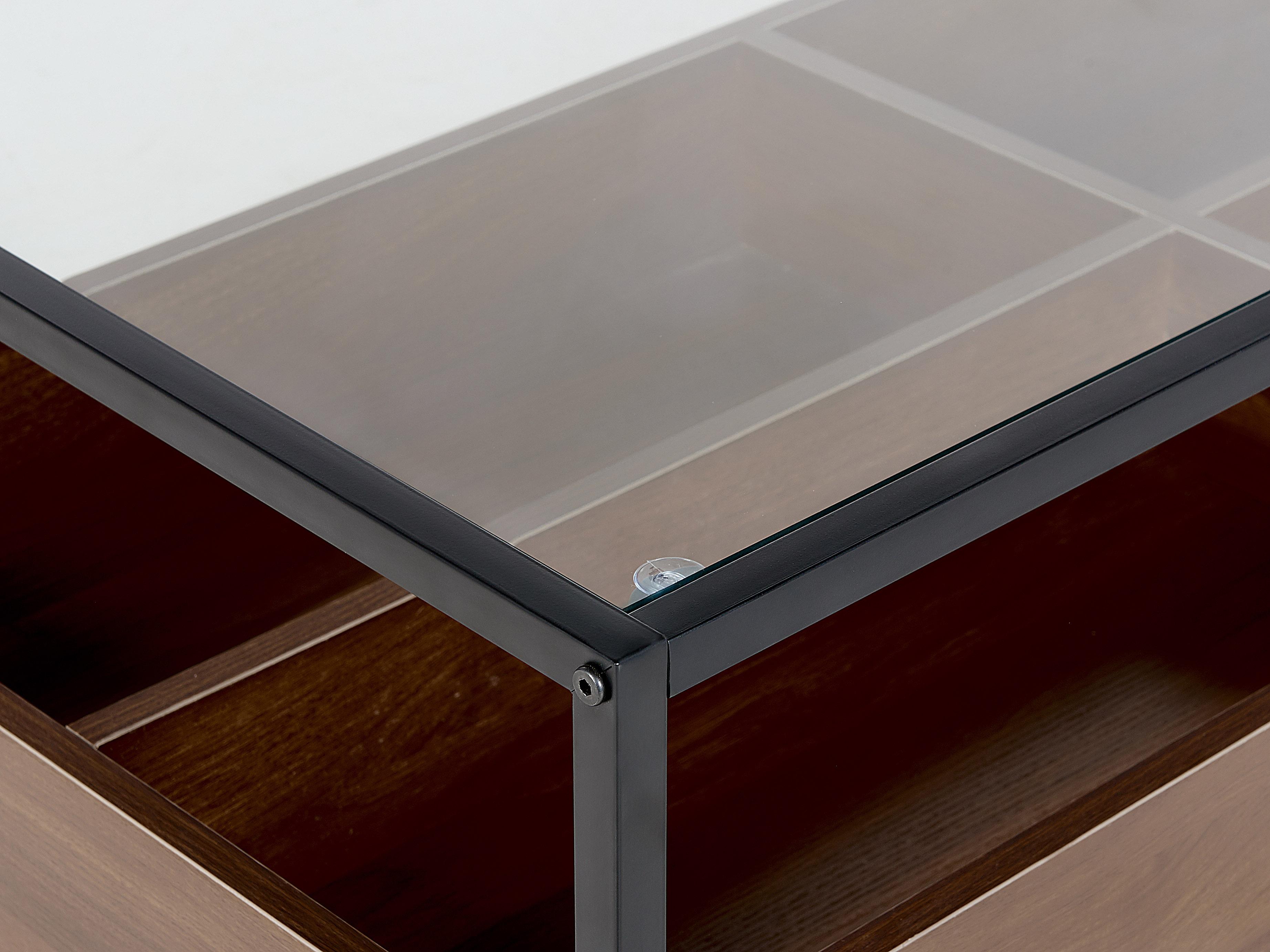 Salontafel WACO Veiligheidsglas Zwart met opbergruimte
