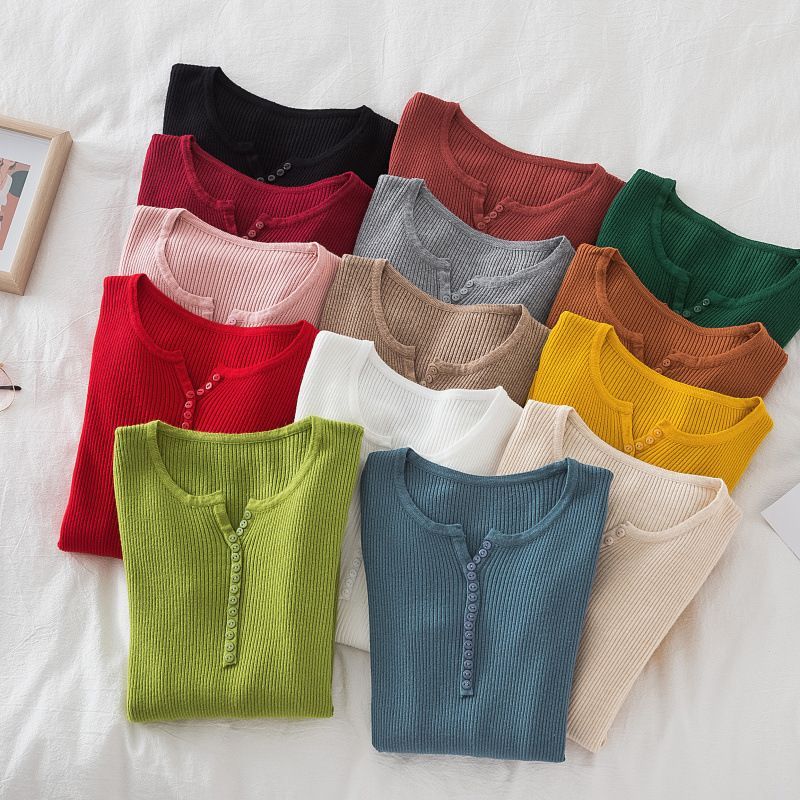 Frigga - Henley gebreide top