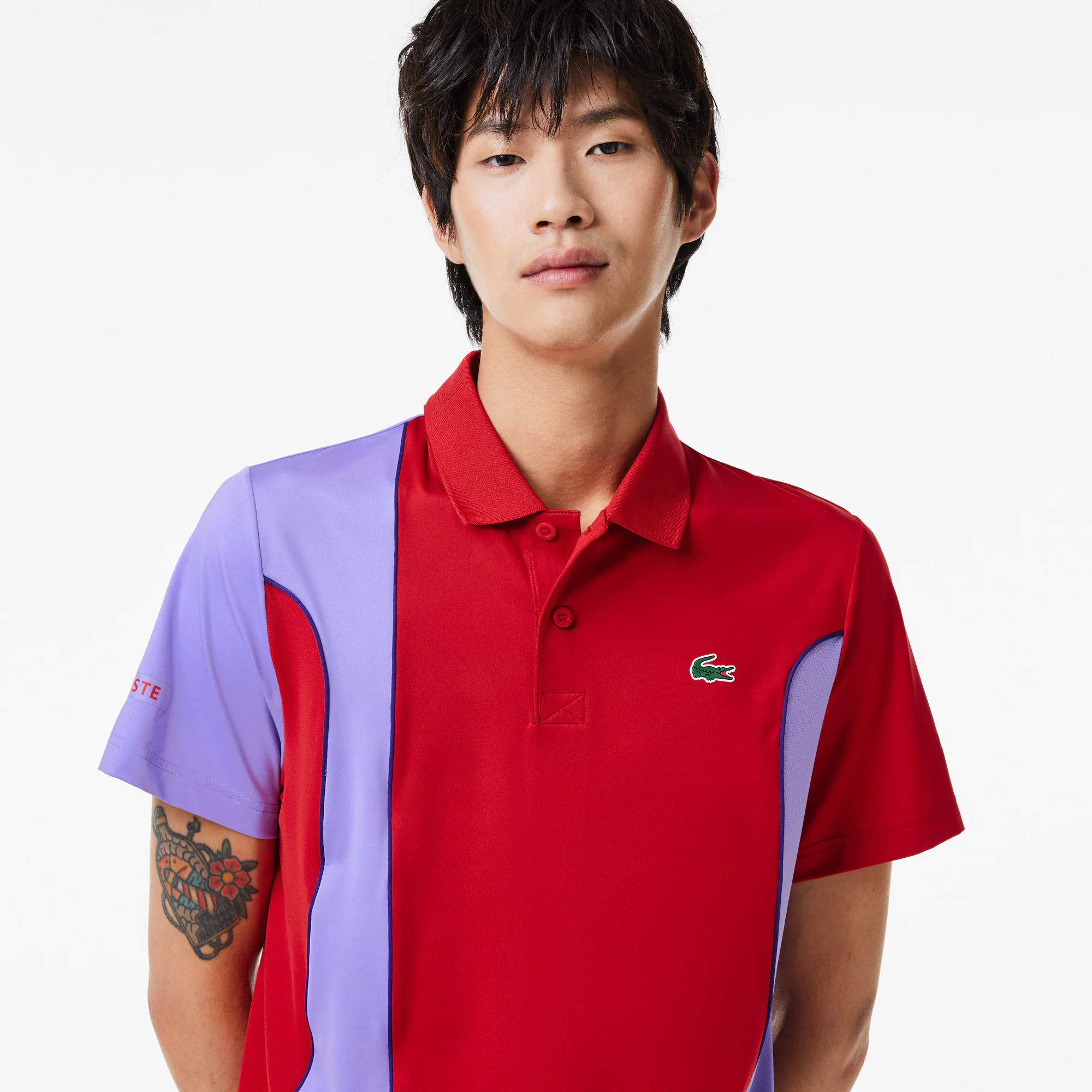 Colour-Block-Poloshirt LACOSTE SPORT x Novak Djokovic Kurze Ärmel - Rot - Lacoste - Herren