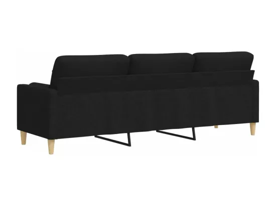 Canapé 3 places avec oreillers décoratifs noir 210 cm tissu