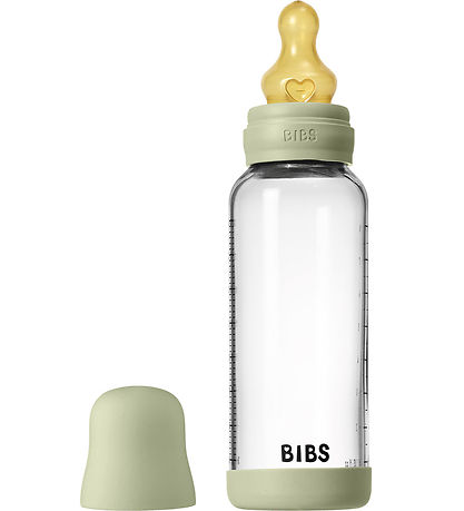 BIBS Babyflasche - 240 ml - Glas/Naturgummi - Sage