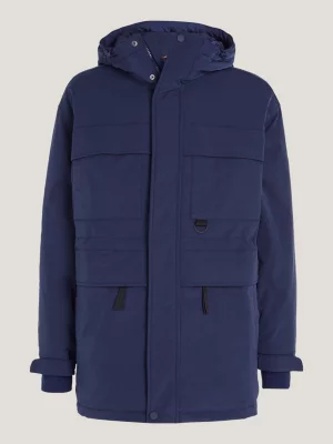 Parka com capuz, acolchoada e com vários bolsos