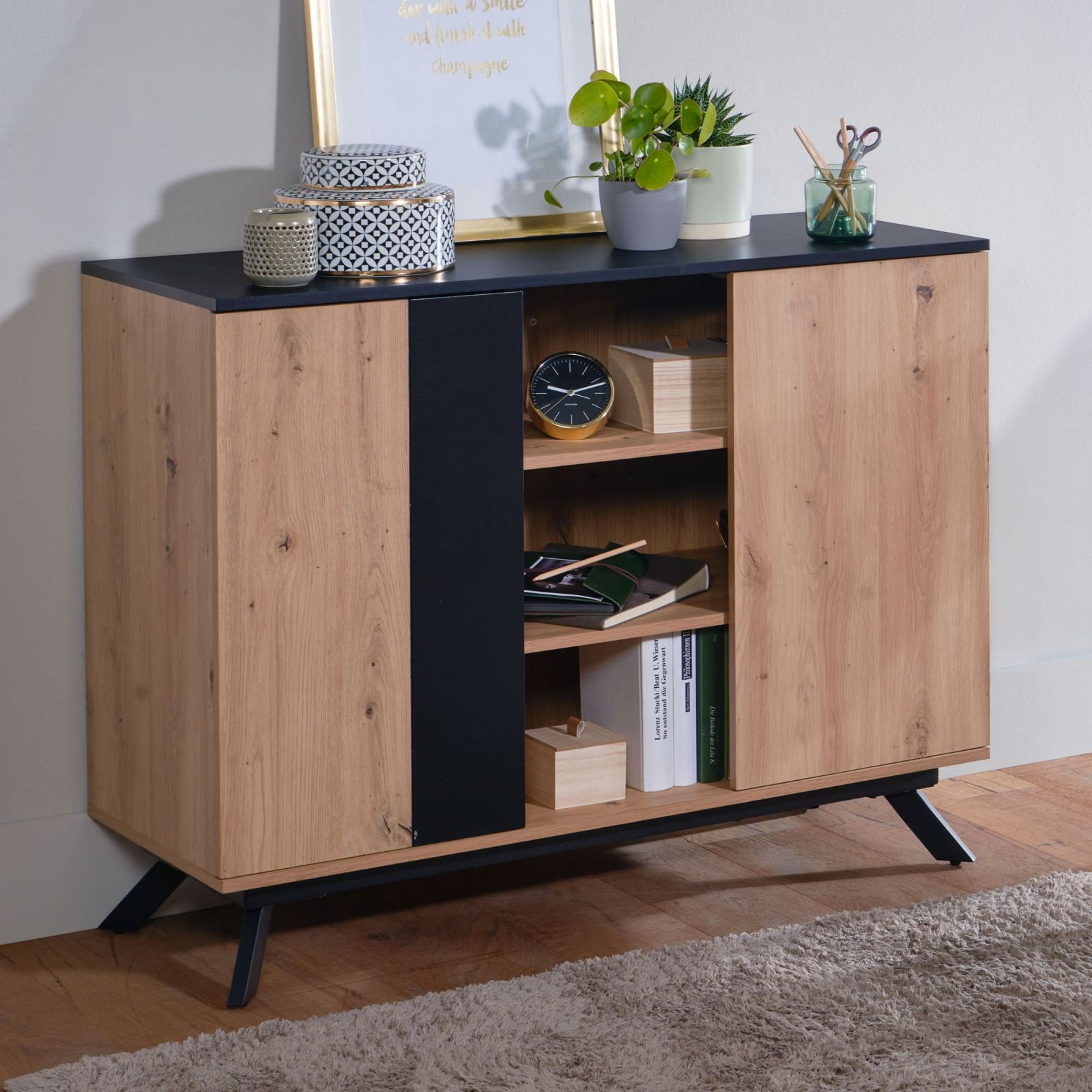 Sideboard - Eiche-schwarz - 110 cm breit