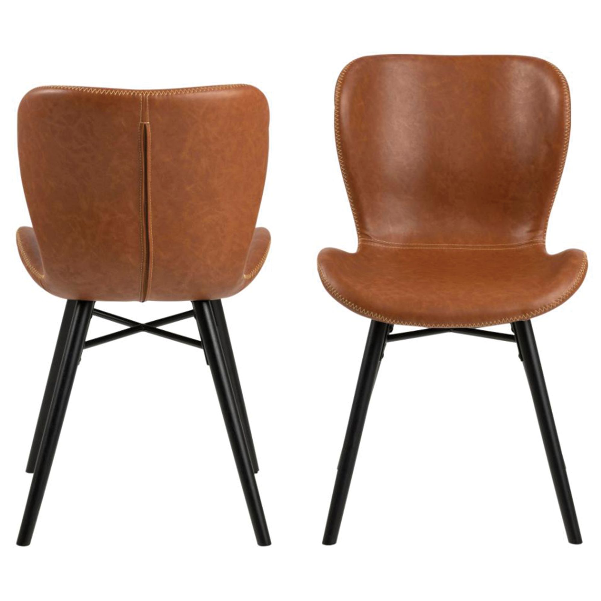 Eetkamerstoel Pescara leatherlook bruin - set van 2