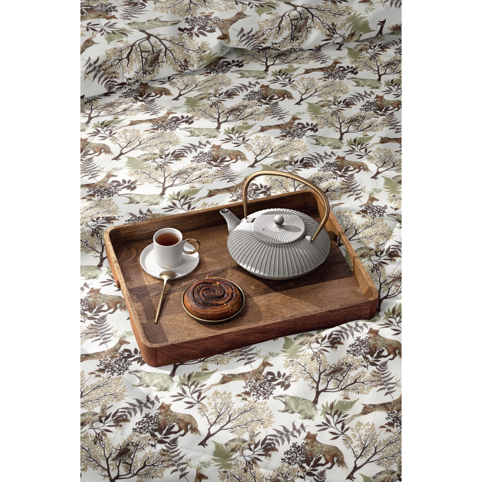 Bettwäsche Flanell Winterwald weiss 200x210 2x65x65 Bettanzug Fra