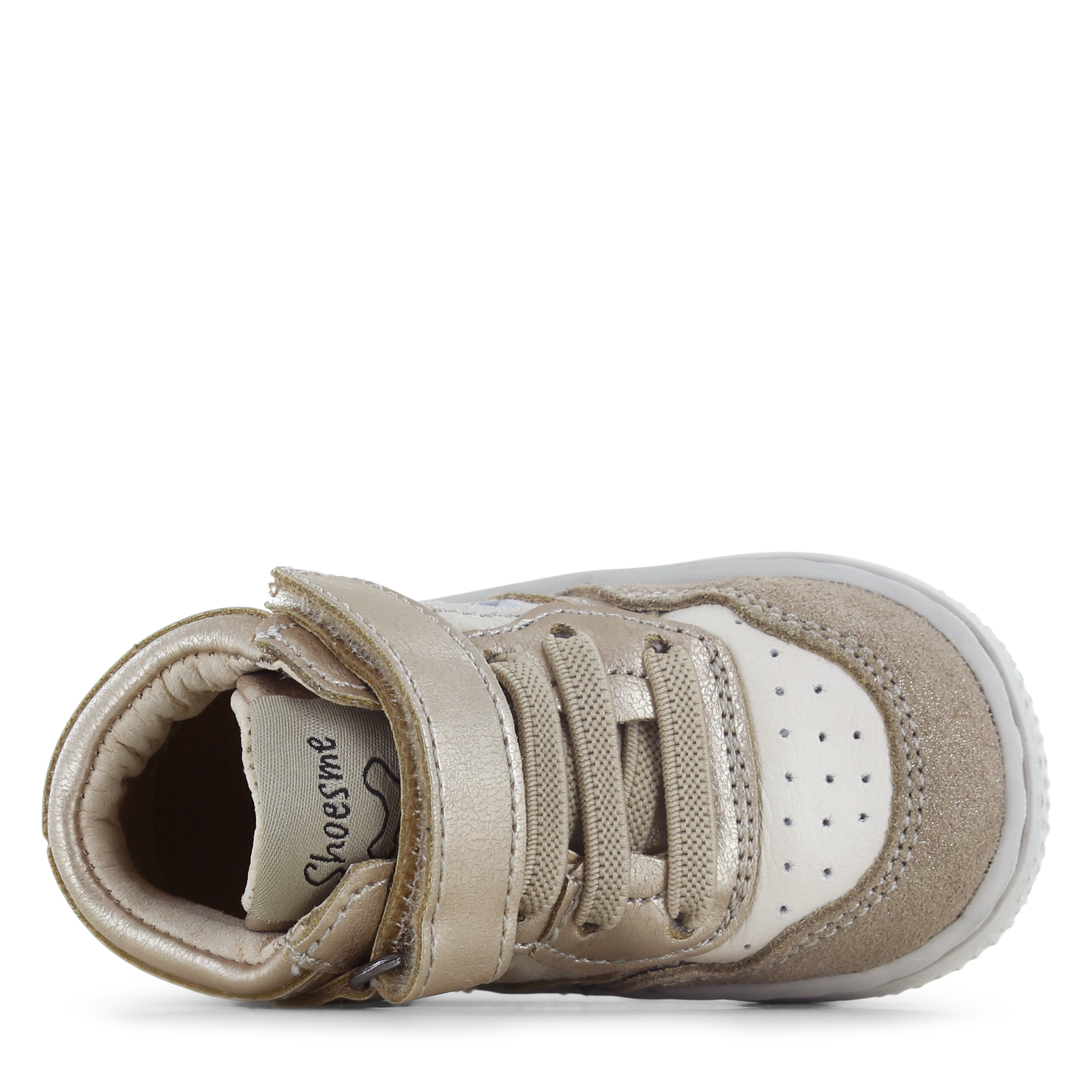Shoesme beige-goud basket sneakertje Leer, Microfiber leer, Suède | Meisjes
