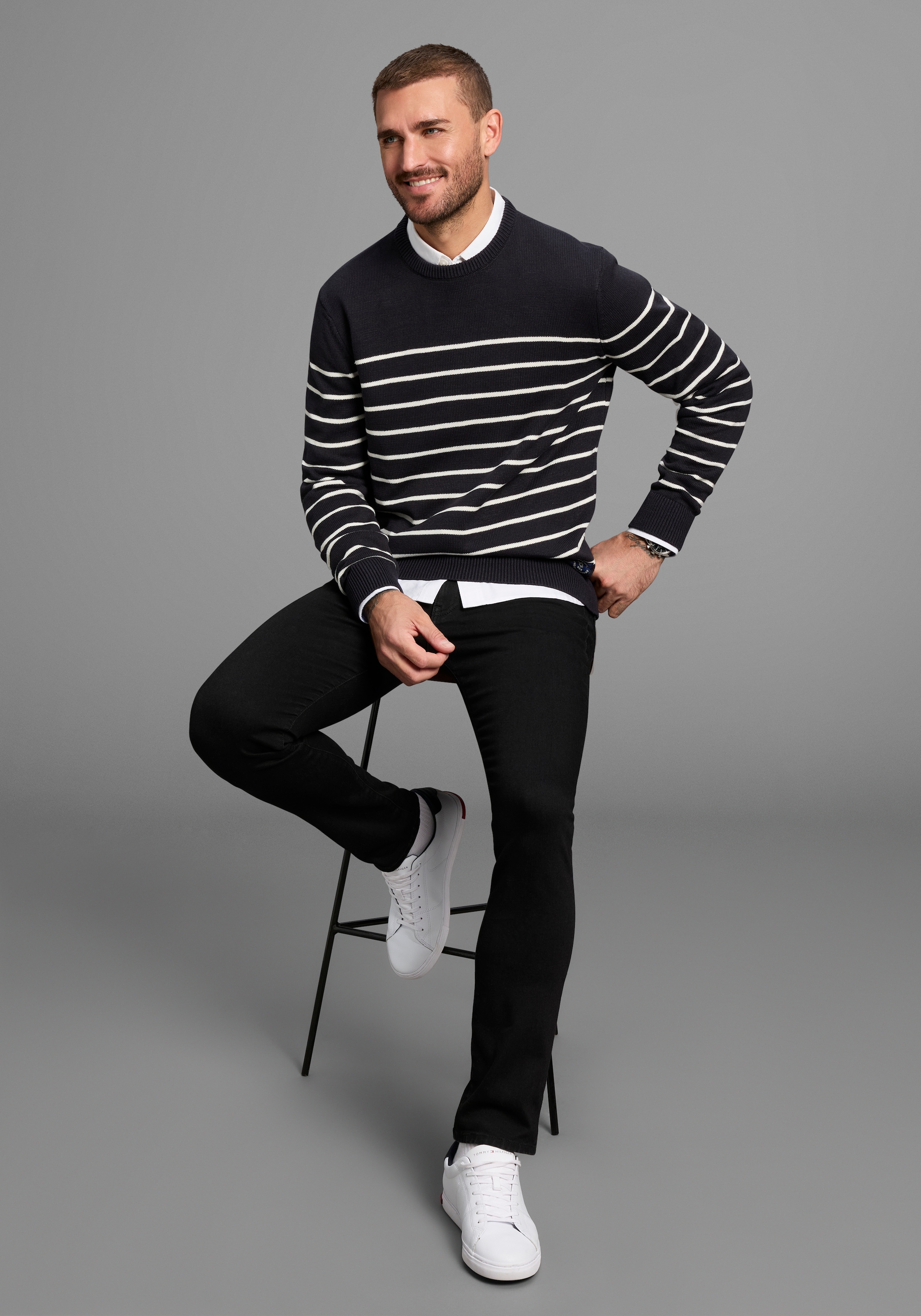DELMAO Streifenpullover »Bis Grösse 3 XL« im maritimen Stil - NEUE KOLLEKTION