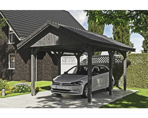 SKAN HOLZ Wallgau enkele carport inclusief daklatten en H-paalankers, 380 x 500 cm, grijs