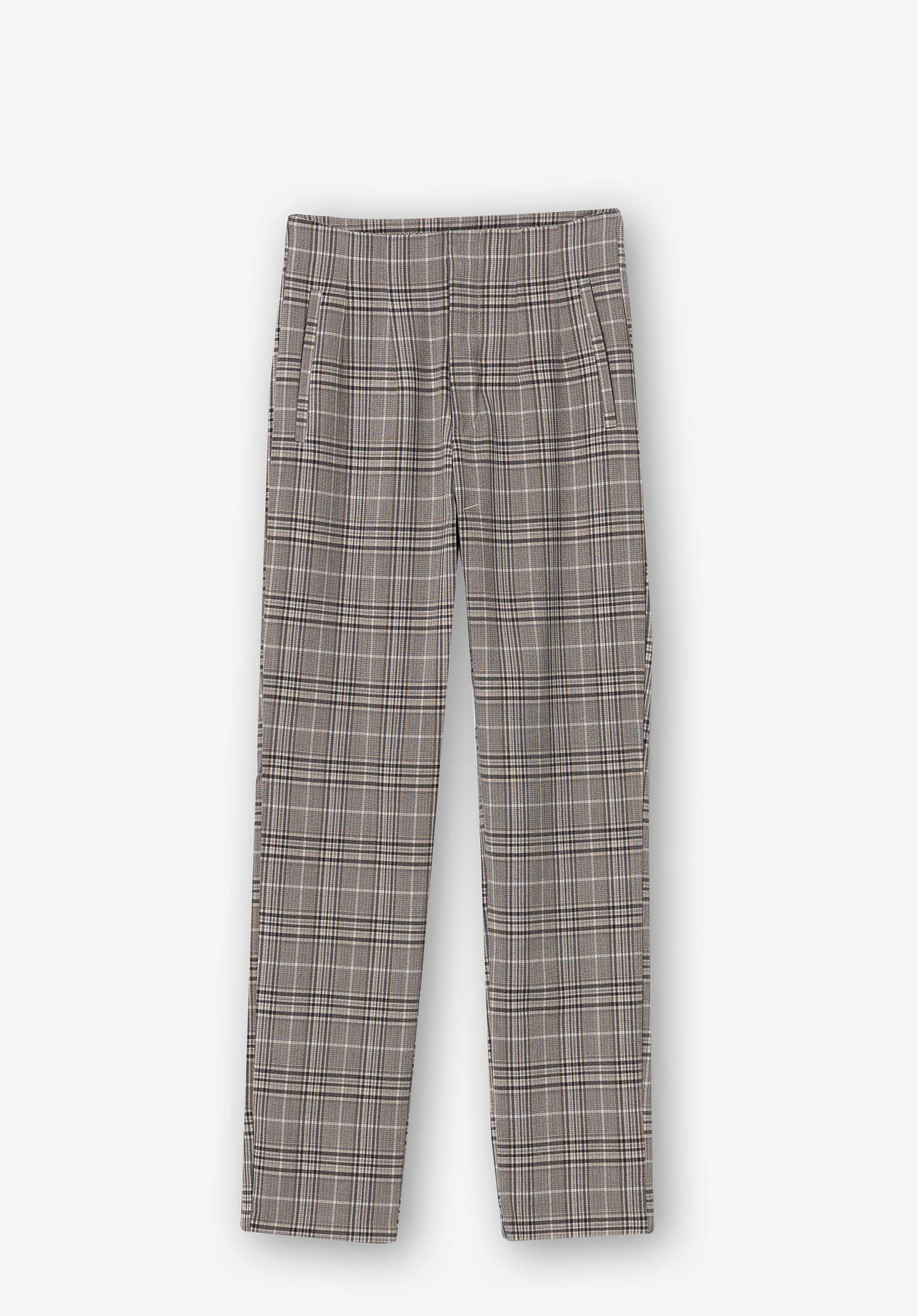 Calças Skinny com Pregas Xadrez