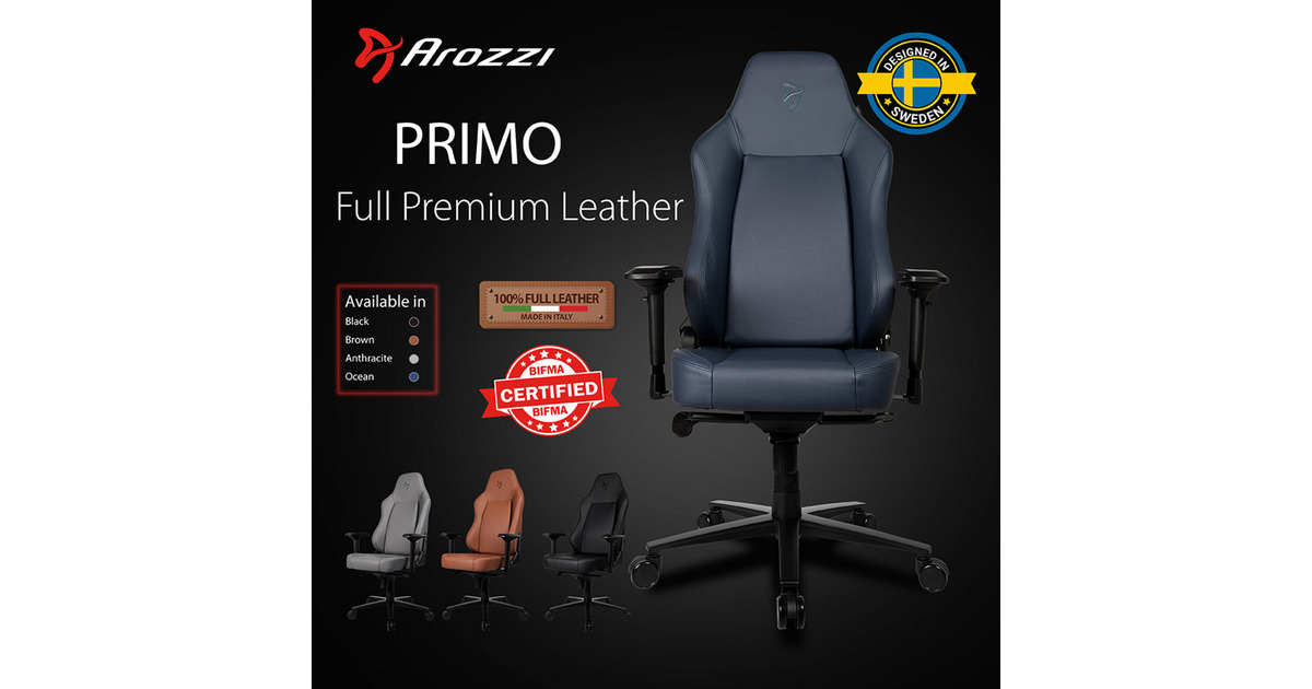 ArozziPrimo - Full Premium Leather - Ocean gamestoel  (Blauwgrijs)