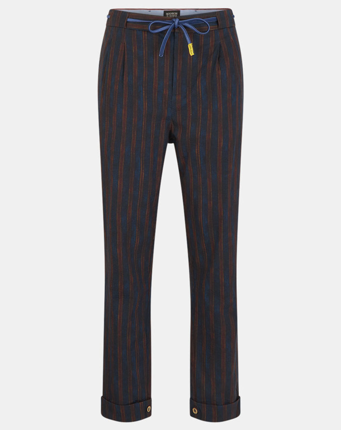 Scotch & Soda Pantalon Chino Slim Fit Tapered à rayures bleu marine/marron