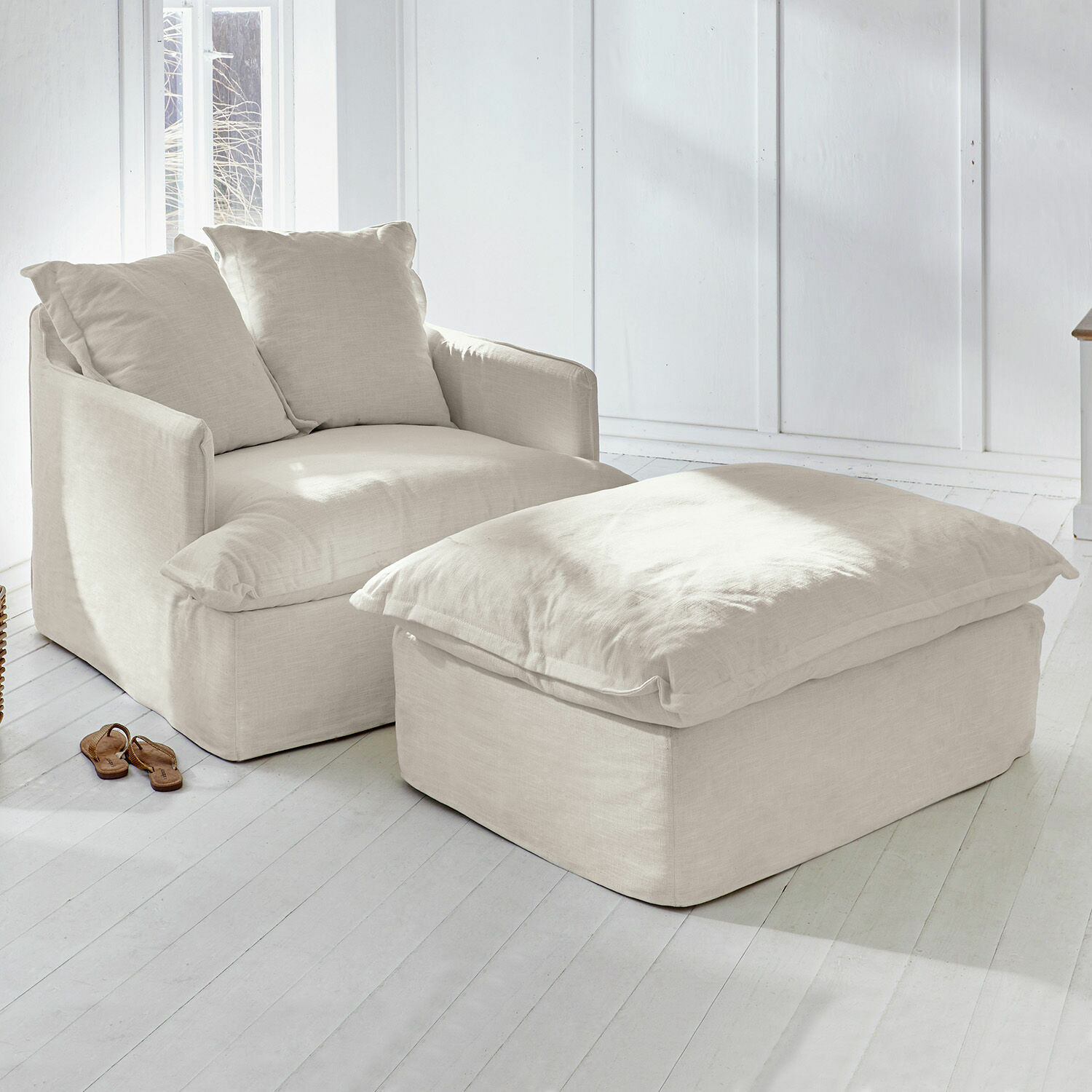 Sessel mit Hocker Avignon creme