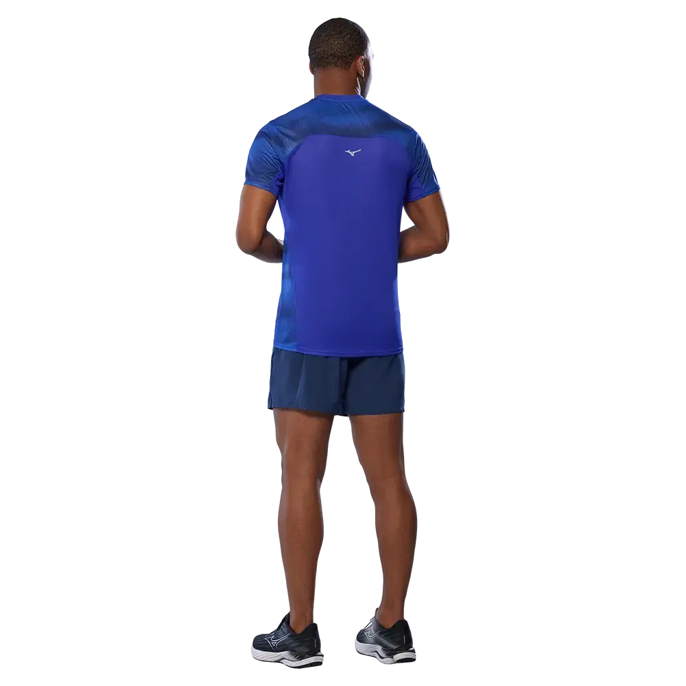 Mizuno DryAeroFlow Graphic Hardloopshirt Korte Mouwen Blauw Heren