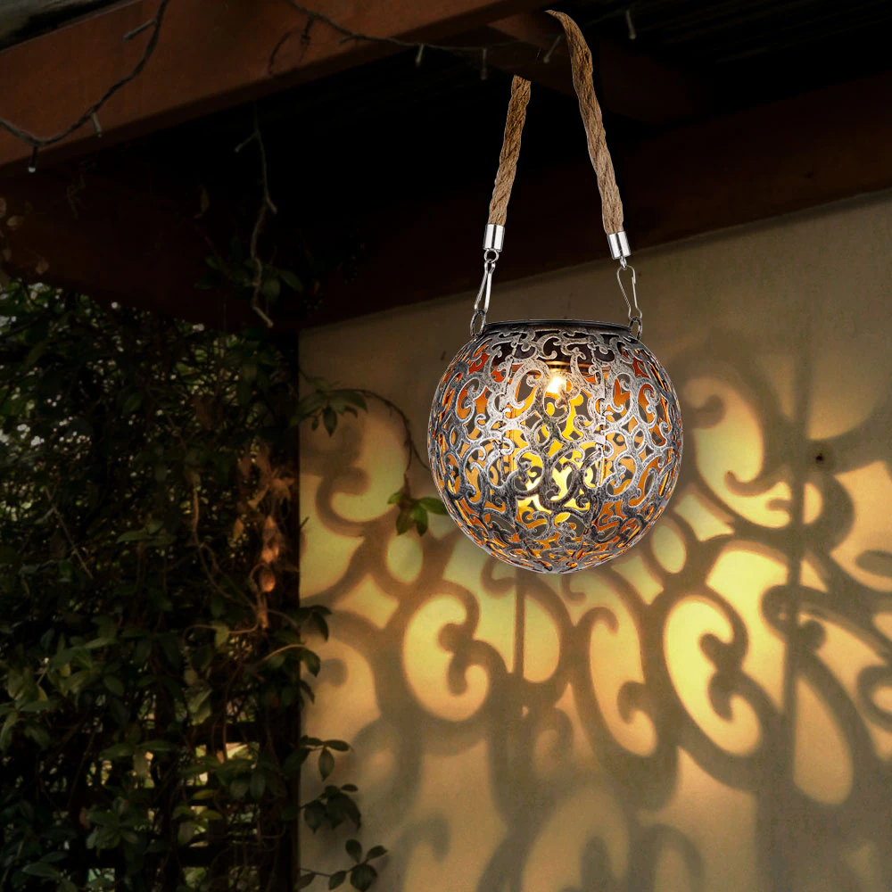 2x LED Solarleuchte, Metall, Kupfer, Hängeleuchte, H 26 cm