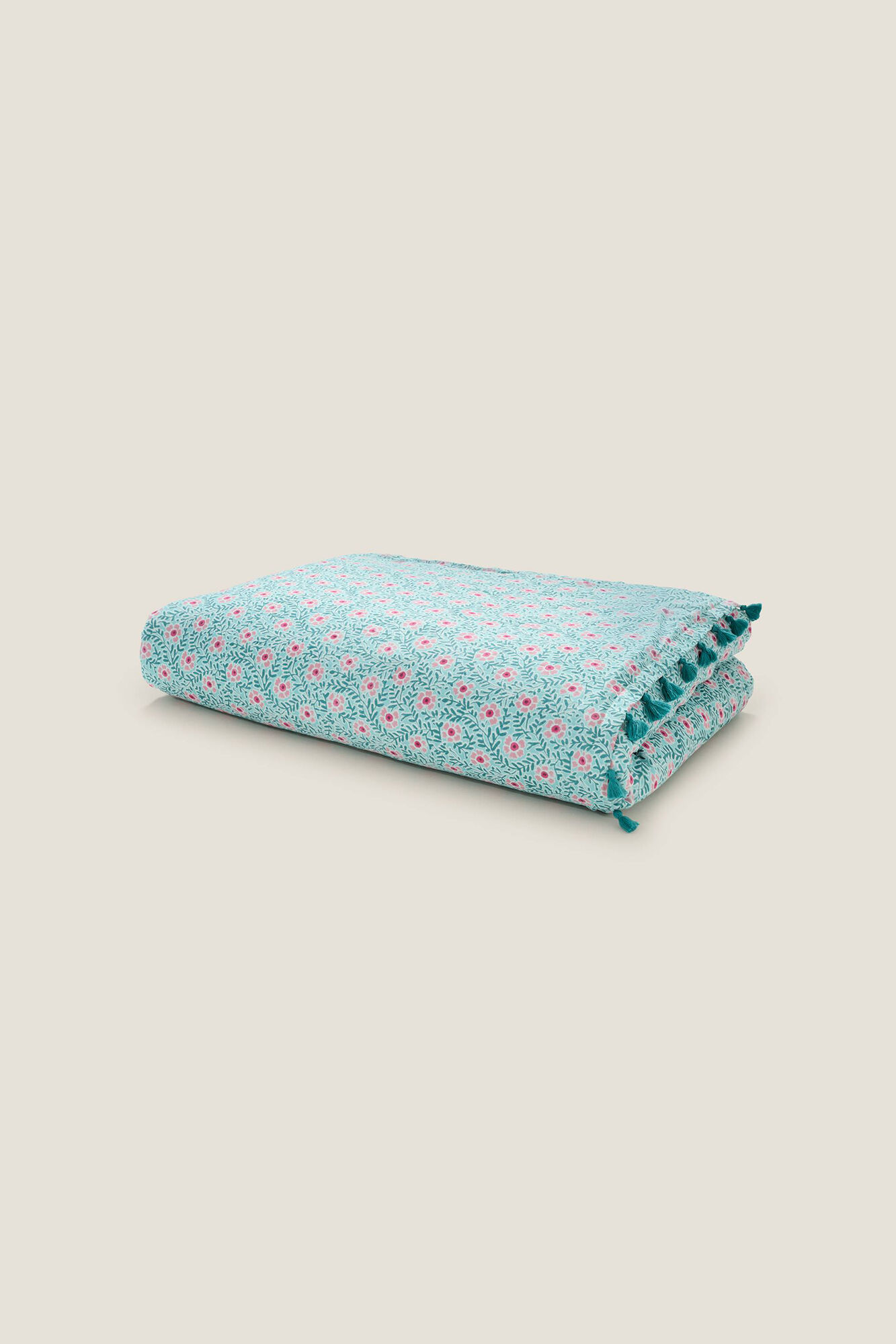 Toalha de praia floral e encaracolada - Turquesa