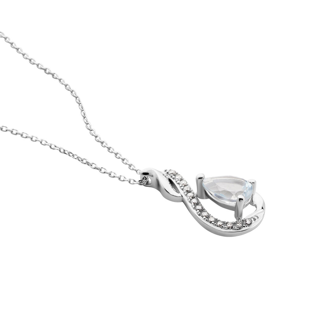 Collier Dai Or Blanc Topaze Oxyde