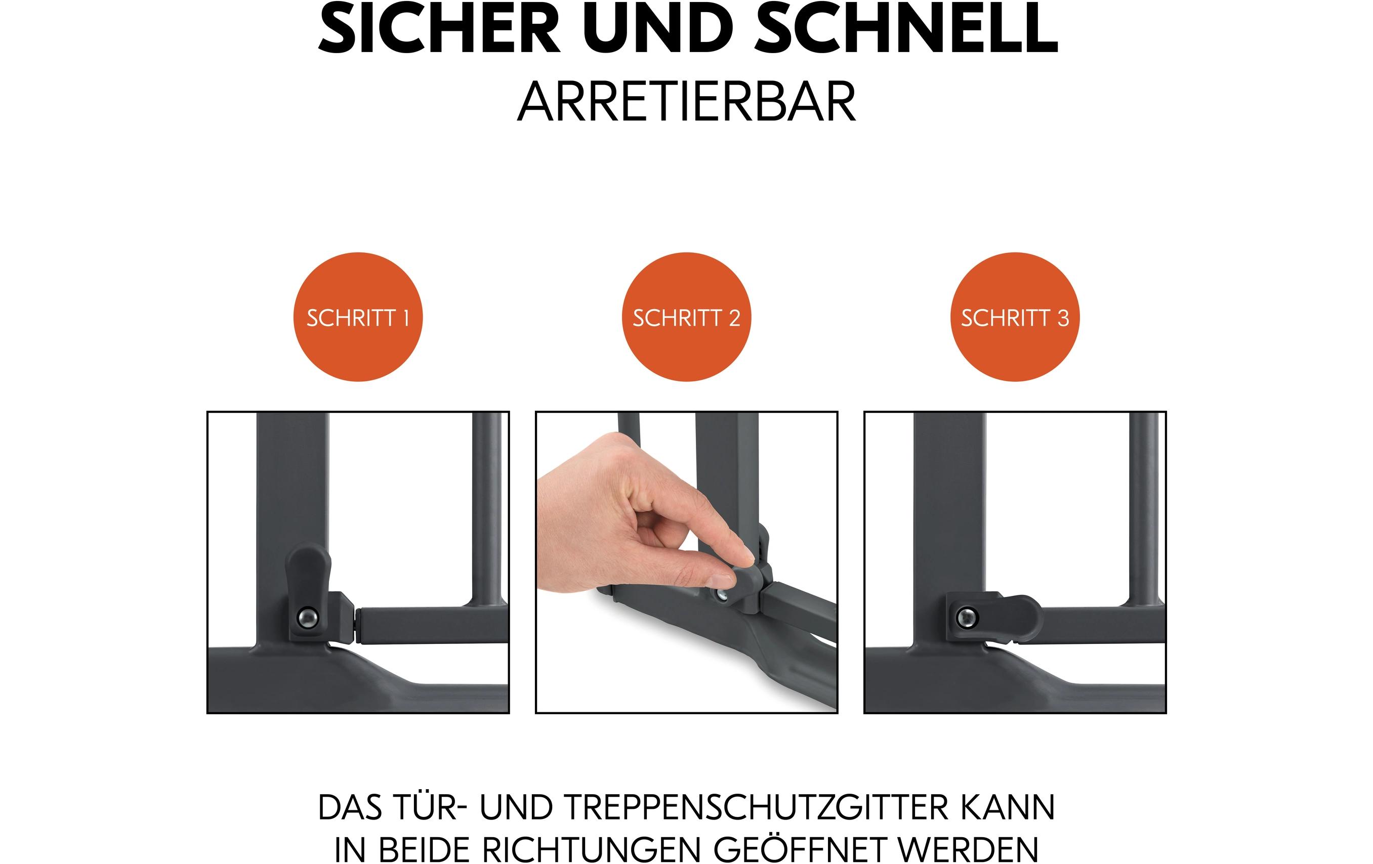 Türschutzgitter Clear Step Autoclose 2 Grey 75 - 80 cmBarrierefreies, automatisch schliessendes Schutzgitter