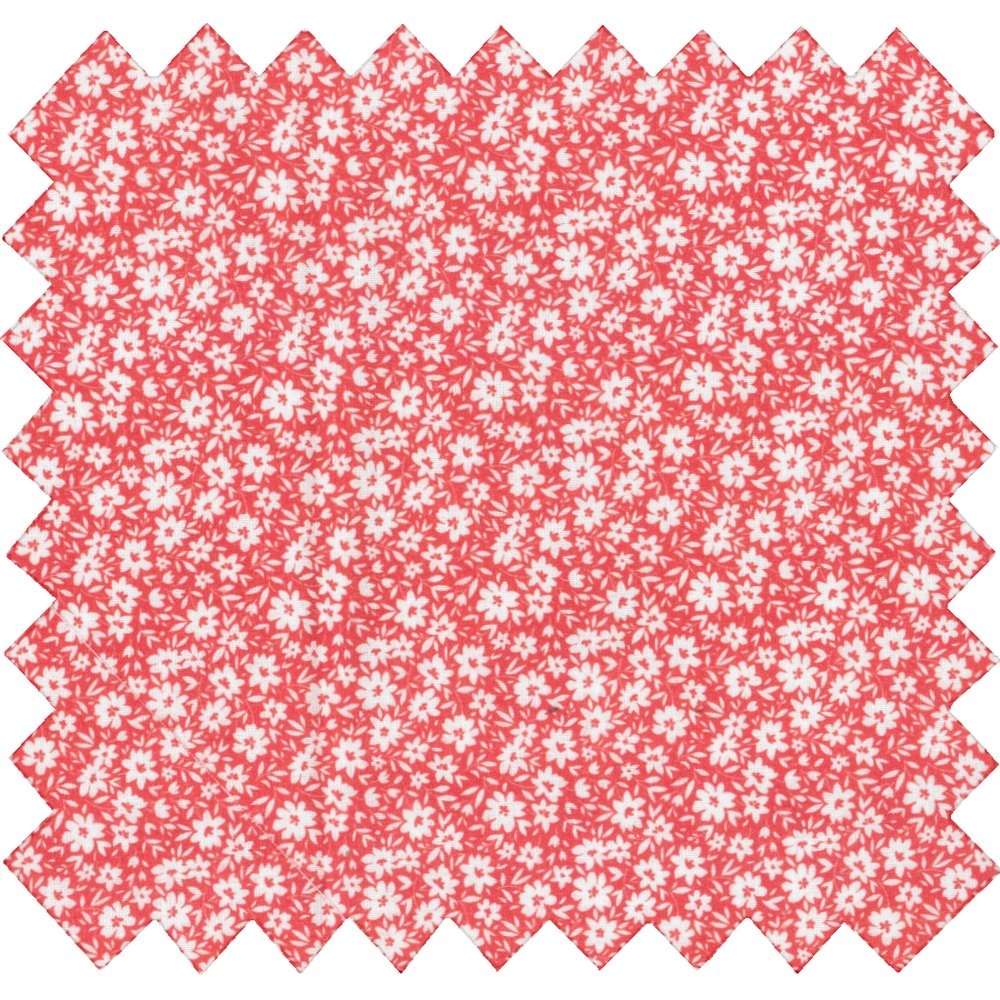 Coupon Tissu 1 M Petites Fleurs Rougeex1087