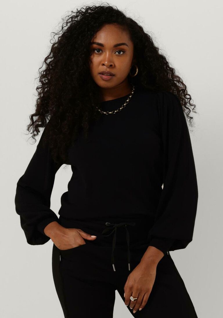 SUMMUM zwarte summum trui puffy sleeve sweater basic knit (7s550)