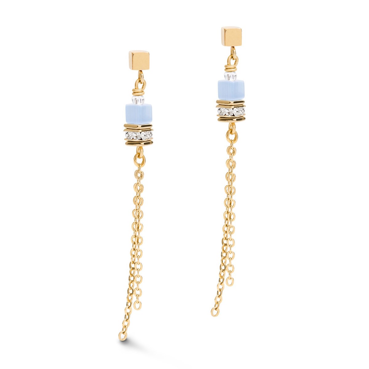 Boucles d'oreilles Coeur de Lion bleues longues