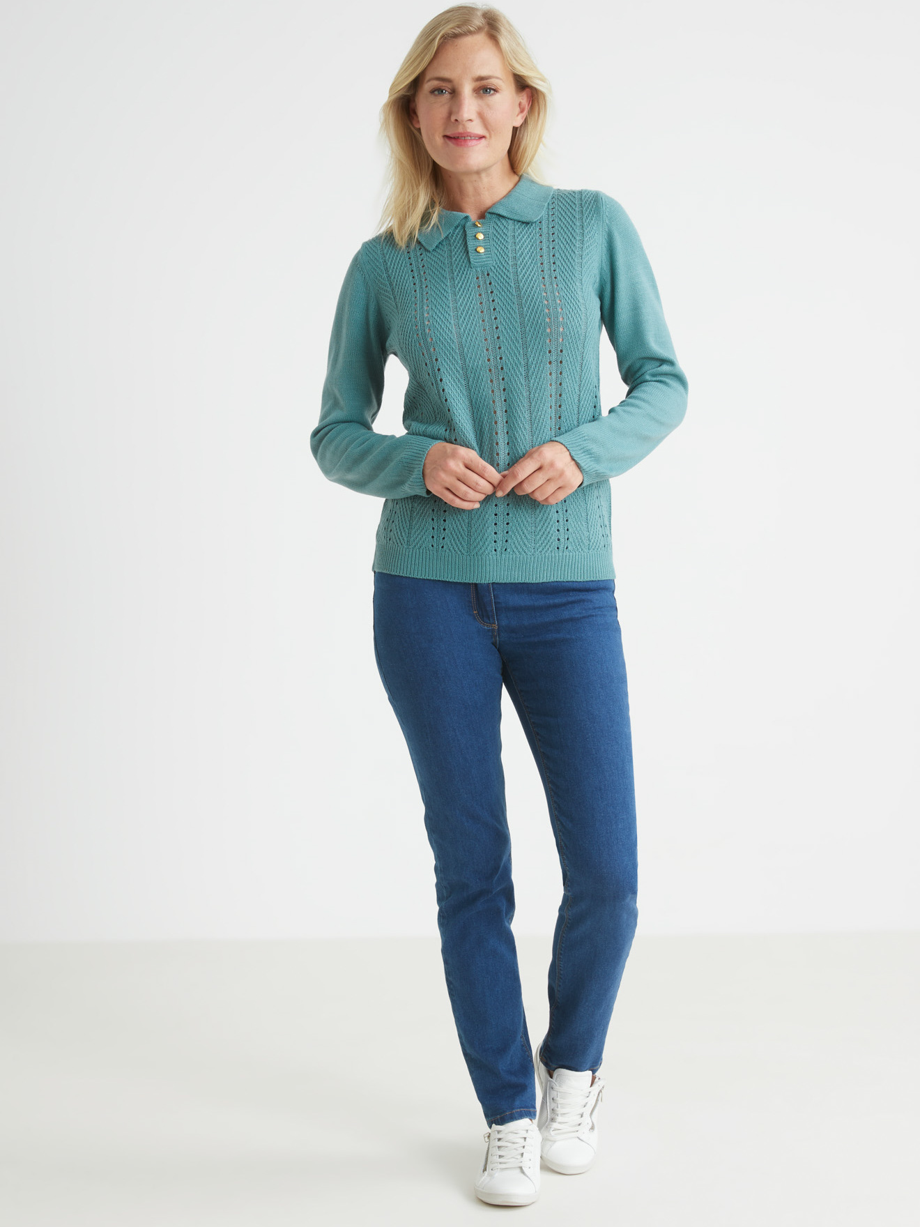 Pull col polo point ajouré