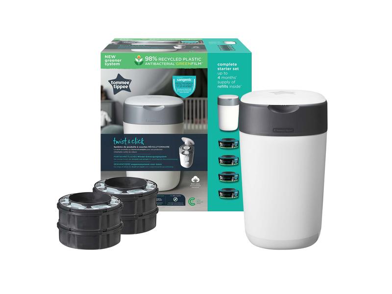 Sangenic Windeleimer Twist & Click Bundle inkl. 4 Nachfüllk Windeleimer Twist & Click, Weiss