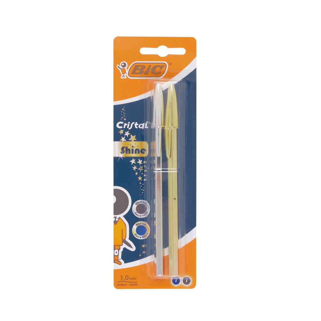 Esferográfica Cristal Shine Dourada e Prateada Bic