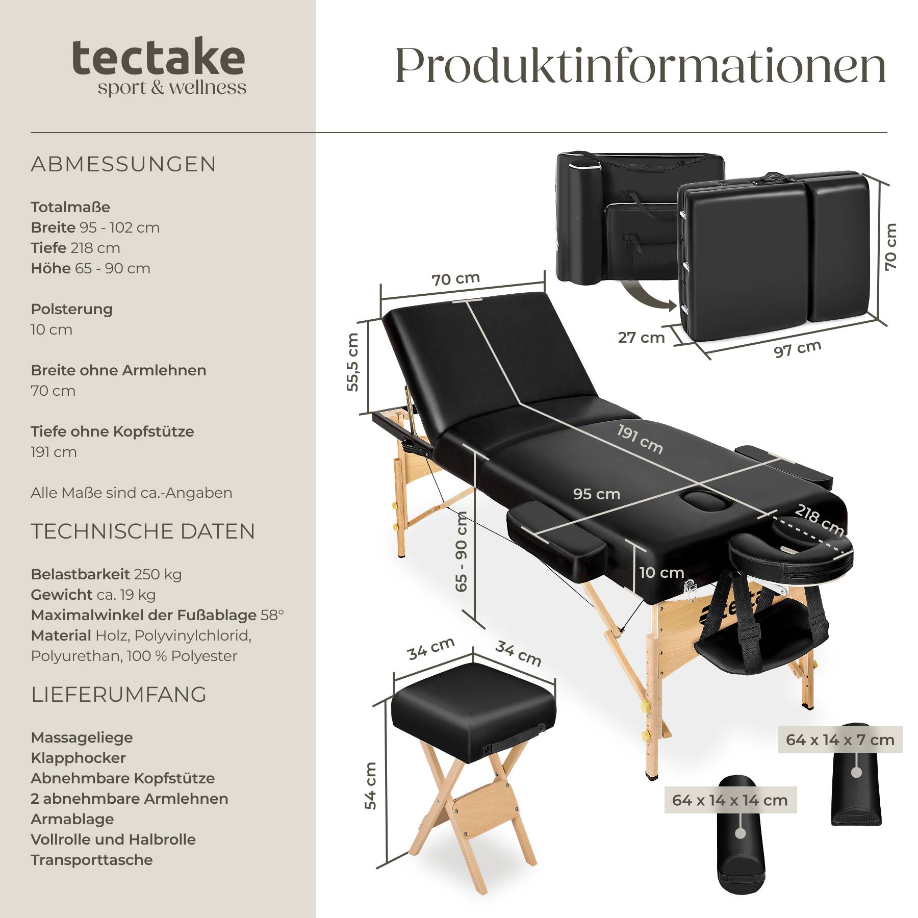 3 Zonen Massageliege-Set