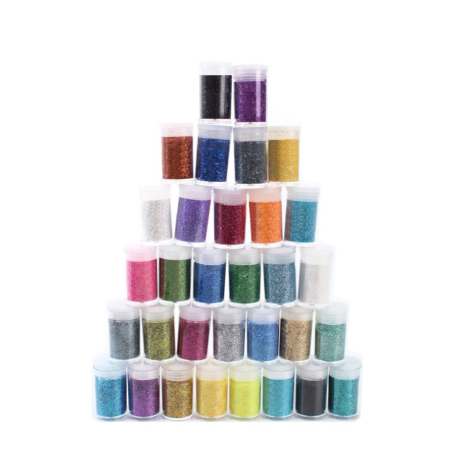 (32er Set) 5g Glitzer Pulver Kit DIY Puder Glitzerstaub zum Basteln / Dekorieren - Bunt